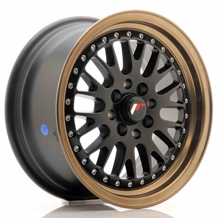 JR Wheels JR10 15x7 ET30 4x100/108 Matt Black w/Bronze Lip (1)