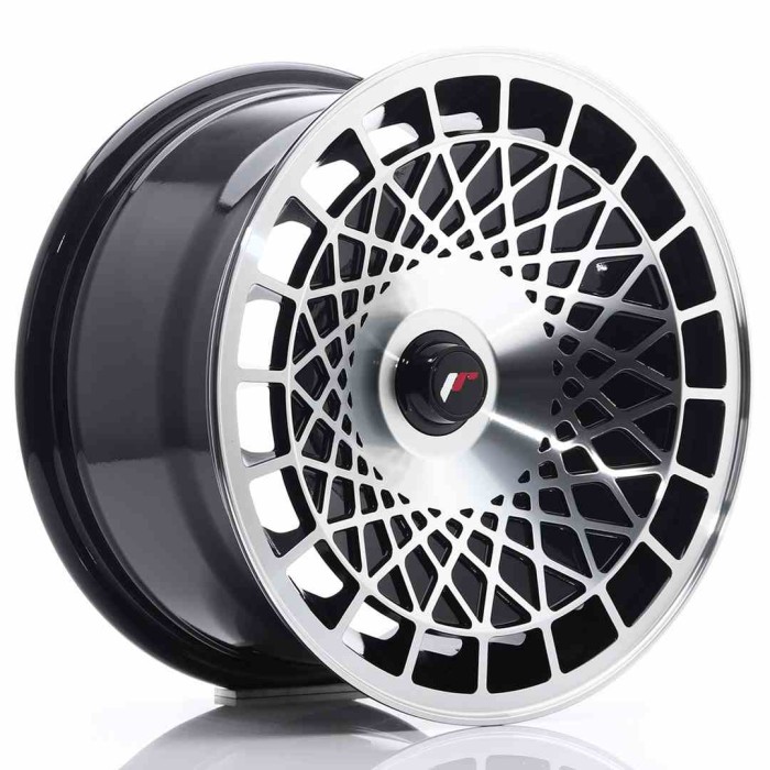 JR Wheels JR14 15x8 ET20-25 Blank Gloss Black Machined Face (1)