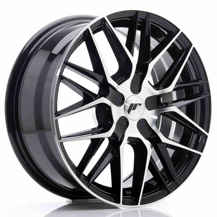 JR Wheels JR28 17x8 ET25-40 BLANK Gloss Black Machined Face (1)