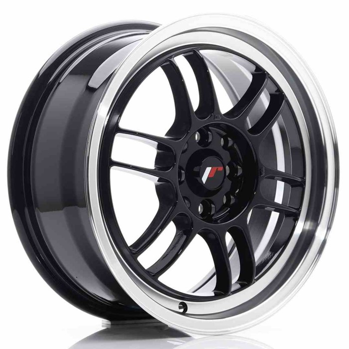 JR Wheels JR7 16x7 ET38 4x100/114 Gloss Black w/Machined Lip