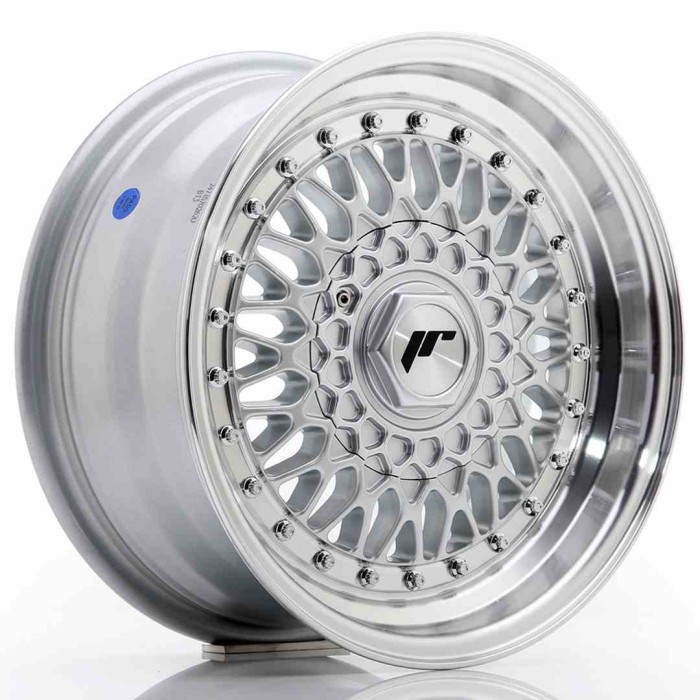 JR Wheels JR9 15x7 ET20 4x100/108 Silver w/Machined Lip+Silver Rivets (1)