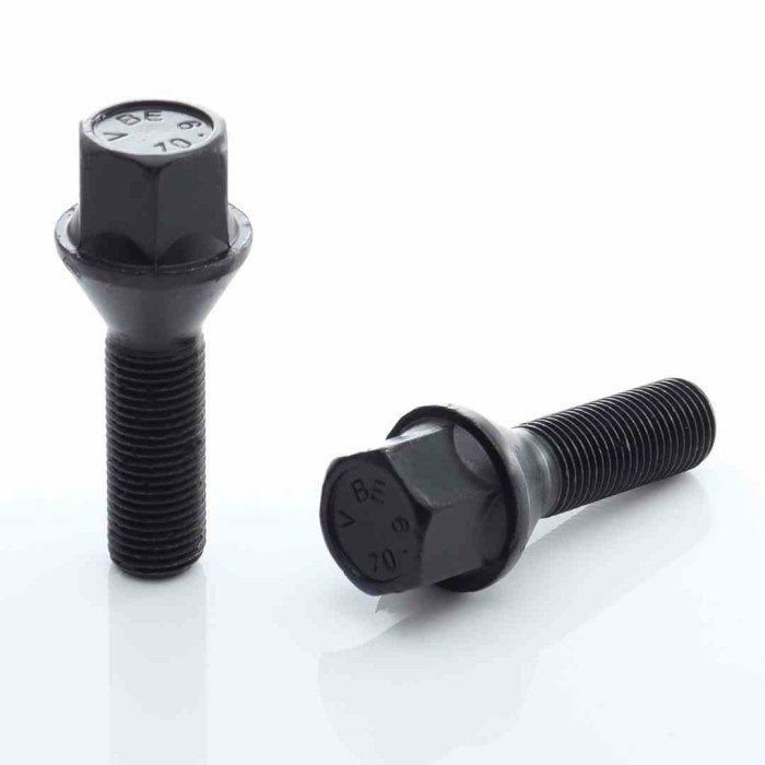 Set of 20 HEX17 tapered bolt M12x1,5 x28mm Black