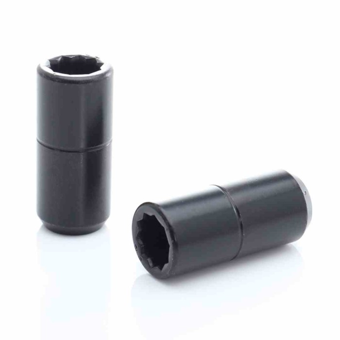 Set of BLACK long star lug nuts 14x1,5 + Key