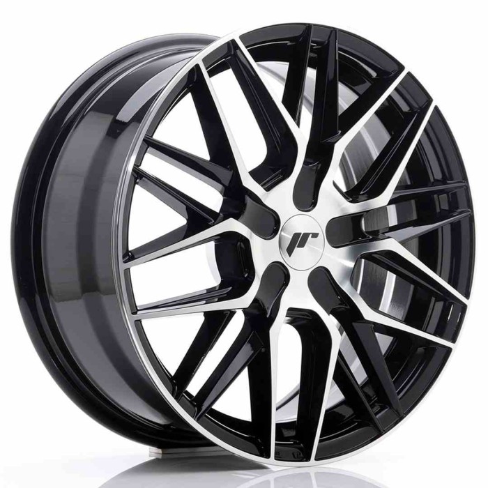 JR Wheels JR28 17x8 ET25-40 BLANK Gloss Black Machined Face (2)