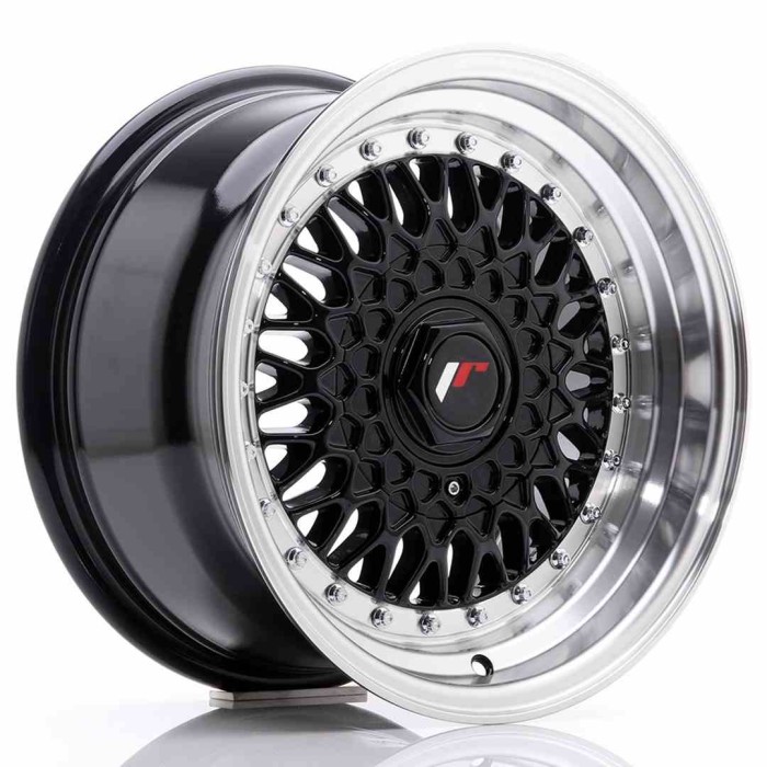 JR Wheels JR9 15x8 ET20 4x100/108 Gloss Black w/Machined Lip (2)