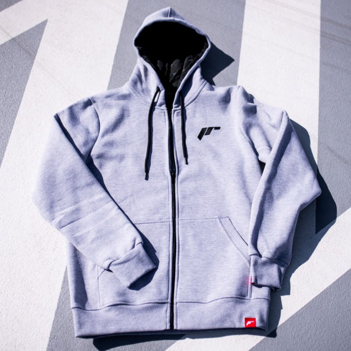 JR Unisex Zip Hoodie Logo Light Grey Size XXL