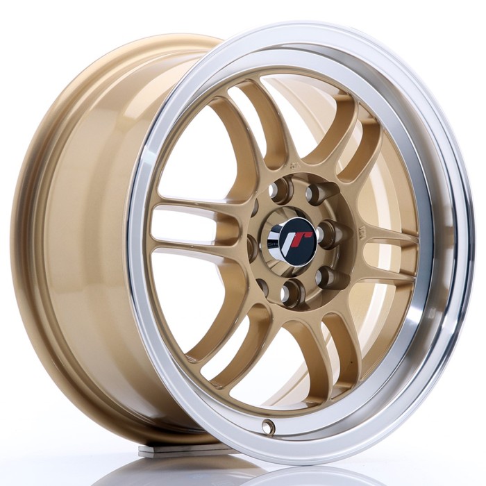 JR Wheels JR7 15x7 ET38 4x100/114 Gold w/Machined Lip (3)