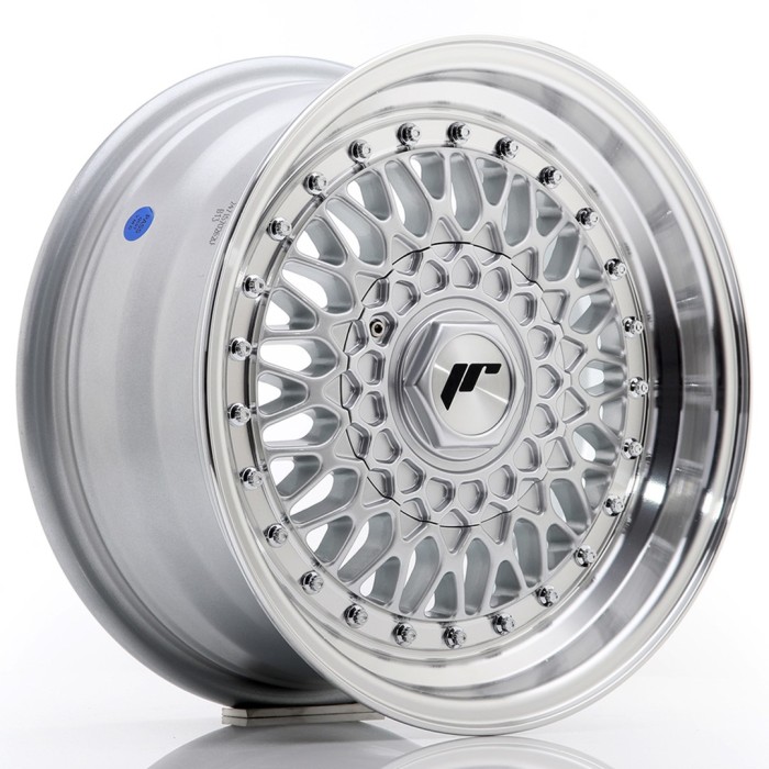 JR Wheels JR9 15x7 ET20 4x100/108 Silver w/Machined Lip+Silver Rivets (3)