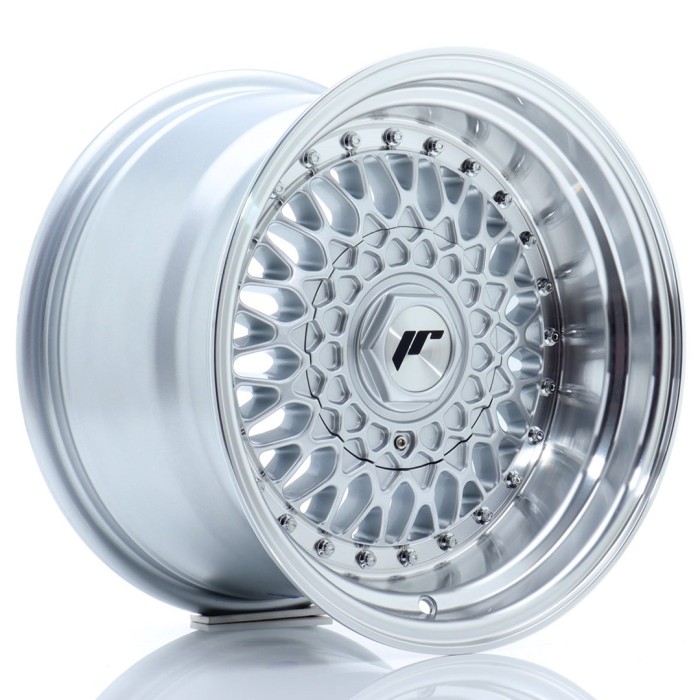 JR Wheels JR9 15x9 ET10 4x100/108 Silver w/Machined Lip+Silver Rivets