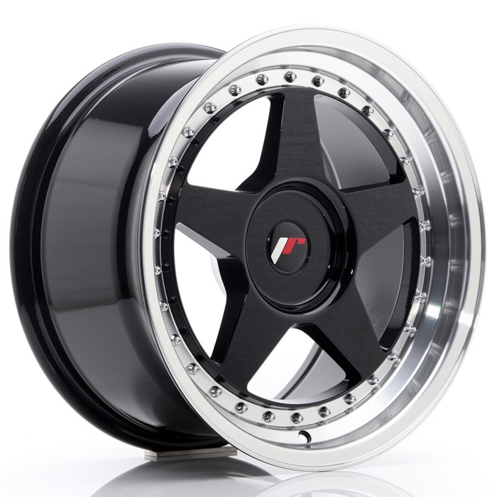 JR Wheels JR6 18x9 ET20-35 5H BLANK Gloss Black w/Machined Lip