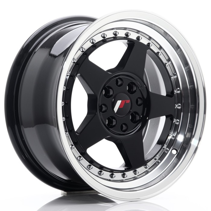 JR Wheels JR6 16x9 ET20 4x100/108 Gloss Black w/Machined Lip