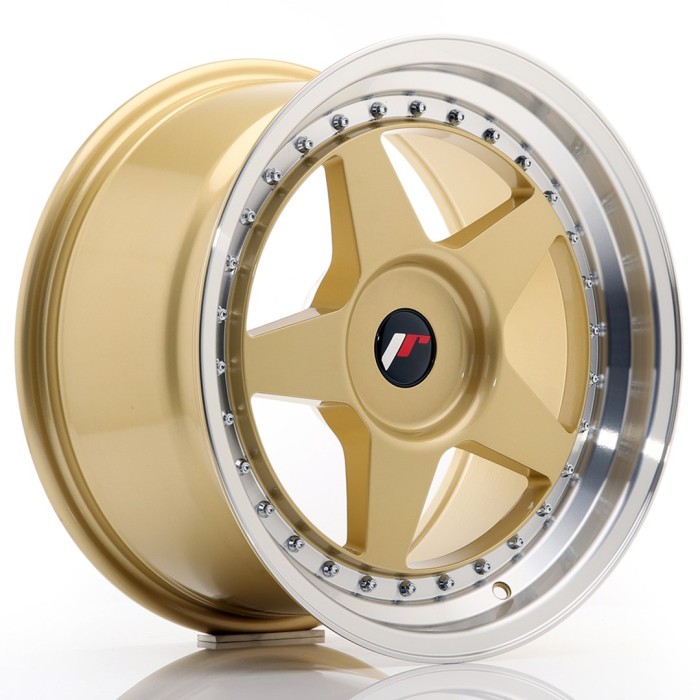 JR Wheels JR6 15x7 ET35 4x100 Gold w/Machined Lip