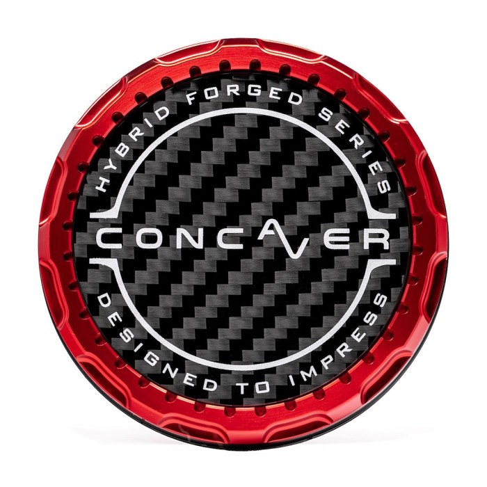 Concaver Premium Center Cap - Classic Carbon - Red Anodized (1)