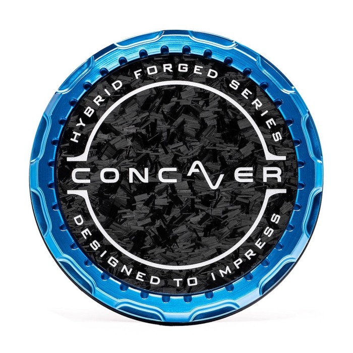 Concaver Premium Center Cap - Forged Carbon - Blue Anodized (1)