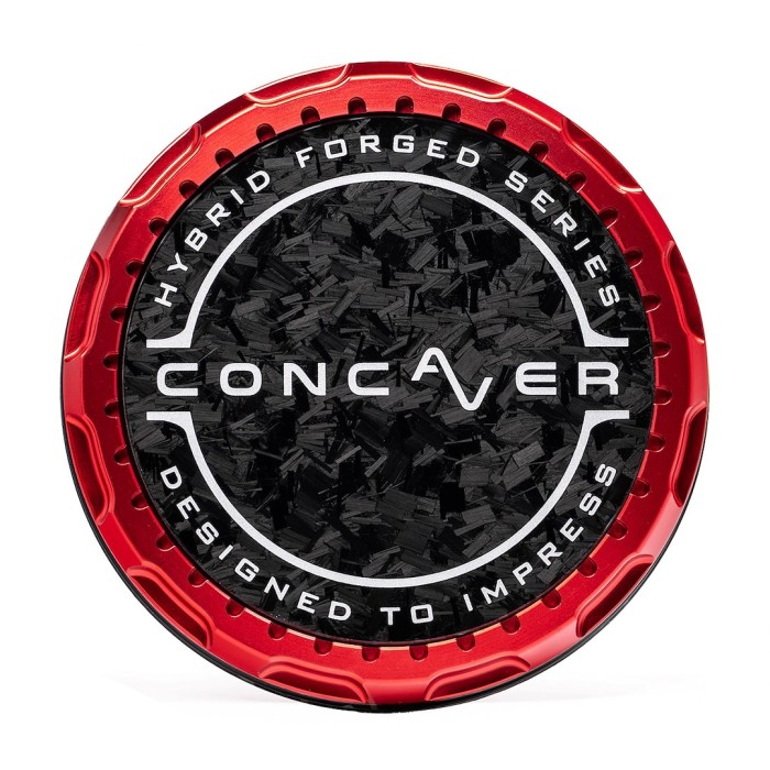 Concaver Premium Center Cap - Forged Carbon - Red Anodized (1)