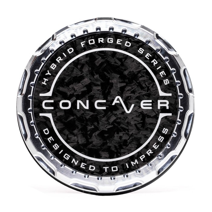 Concaver Premium Center Cap - Forged Carbon - Silver Machined (1)