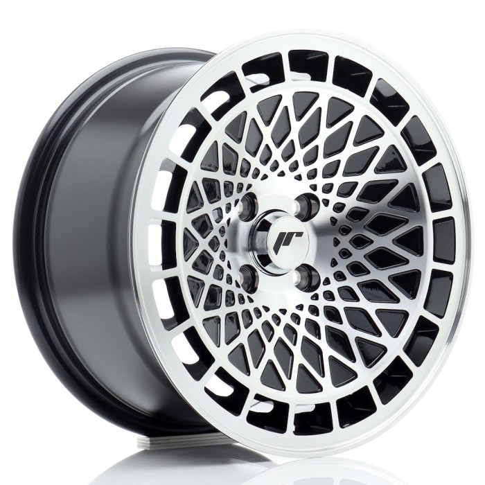JR Wheels JR14 15x8 ET15-25 BLANK Gloss Black Machined Face (1)
