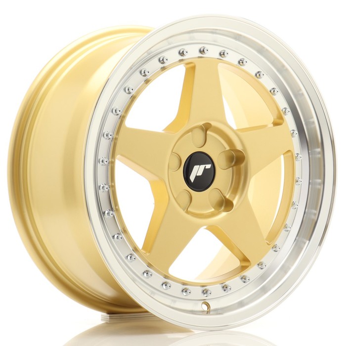 JR Wheels JR6 17x8 ET20-35 5H BLANK Gold w/Machined Lip (1)